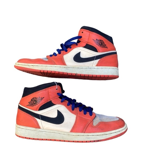 2018 Nike Air Jordan 1 Mid Team Orange Black Size 13 - Picture 3 of 10